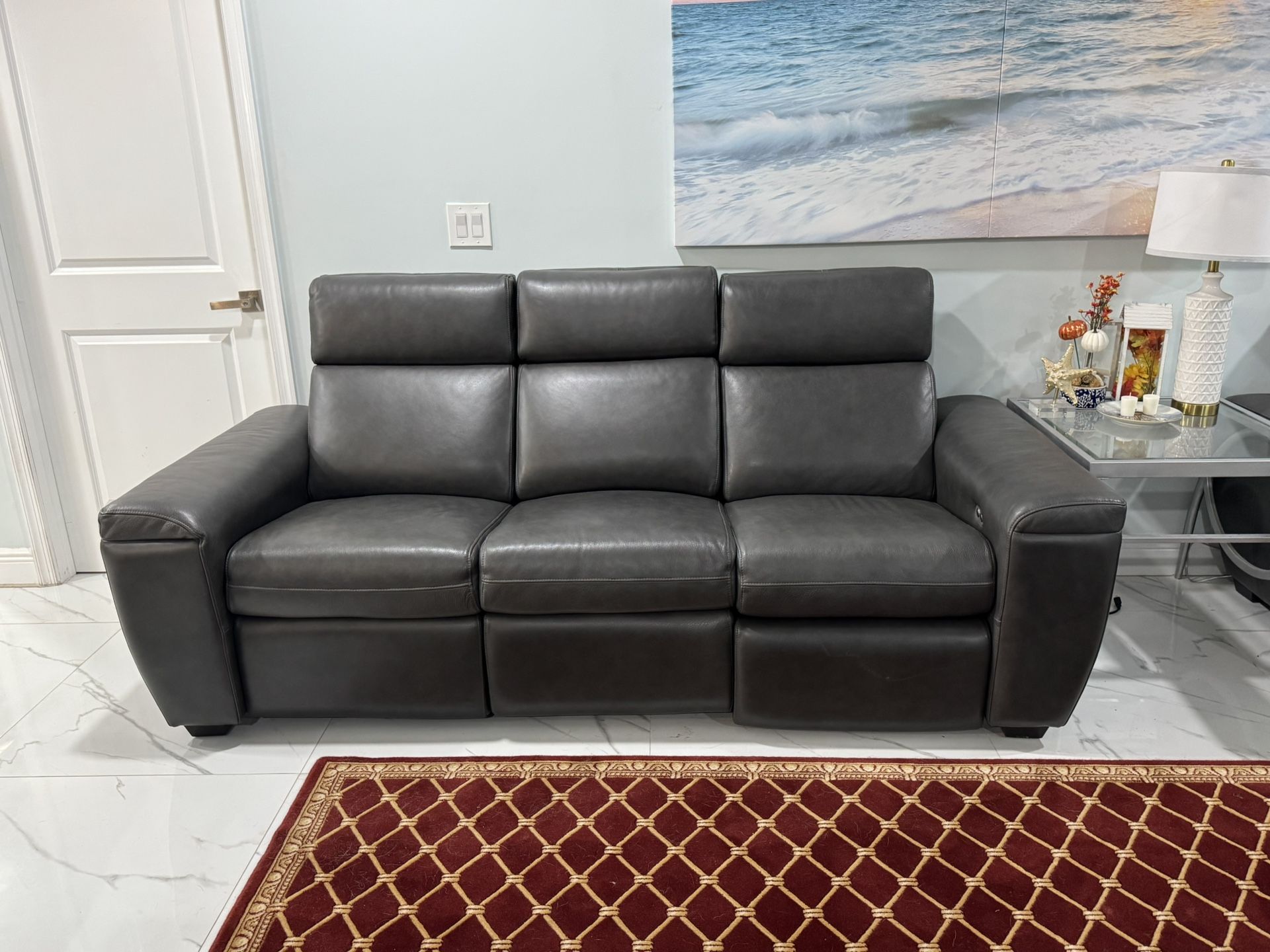 Real Leather 3 seater wall recliner sofa