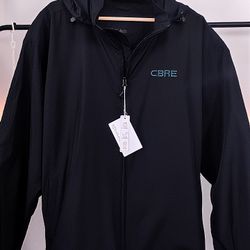 North End Men’s 2XL Black Hooded Windbreaker Jacket Water Resistant NWT