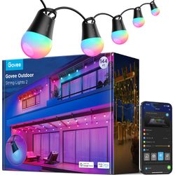 Open-Box Govee Smart 144ft Dimmable LED RGBICW Outdoor String Lights (Alexa)