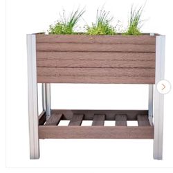 31 in. x 18 in. x 29 in. Vinyl Elevated Garden with Storage Shelf