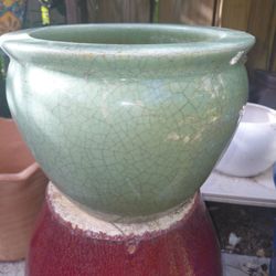 Ceramic fishbowl planter vtg