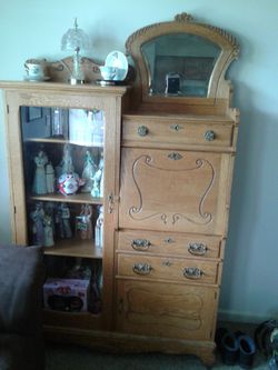 Antique Sid by Side Curio Cabinet
