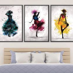 Set of three paintings with black 37”x25” frames 