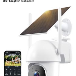 2K Solar Security Cameras Wireless Outdoor, 360° View WiFi Cameras for Home Security with Color Night Vision, Battery Powered, PIR Detection, Spotligh