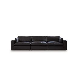 Modern Faux Leather Black 3pc Sofa & Table