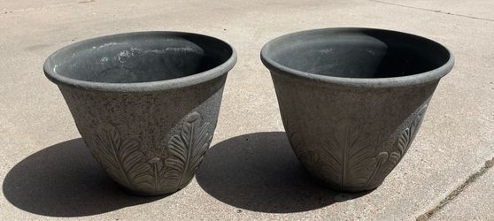 Nursery Pots Leaf Pattern Flower Pot 12 Inch / Gray