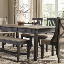 Tyler Creek Black-Gray Dining Room Set /Dining table and Chairs 