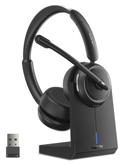 LEVN LE-HS013 Bluetooth Headset Wireless Office Call Center Headphones Boom Mic