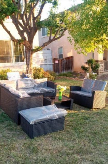 Patio Sofa With Patio Love Chair Brand New Black And Gray Patio Set Patio Furniture Outdoor Furniture Brand New 🚛🚛🆕✈️