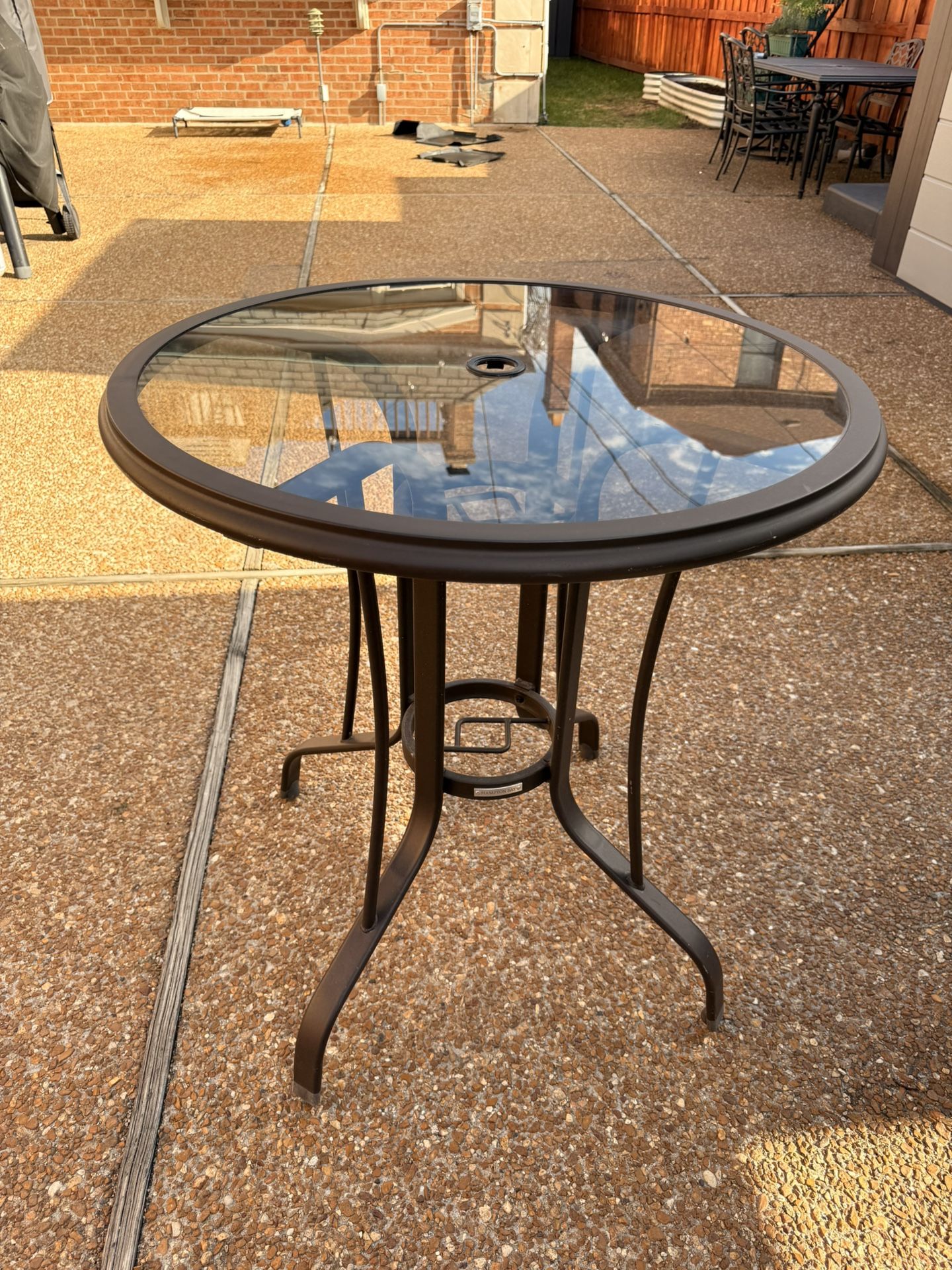 Patio Bistro Table Round Outdoor W/Umbrella Hole