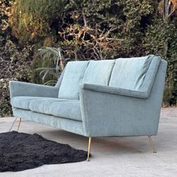 WEST ELM "Carlo" Mid Century Modern Velvet Sofa Couch (FREE DELIVERY)