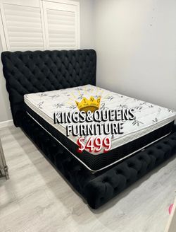 New Queen bed frame with mattress
