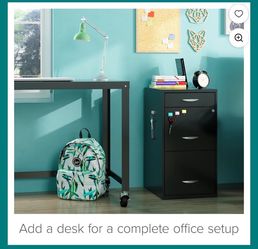 Space Solutions 3 Drawer Letter Width Vertical File Cabinet with Pencil Drawer, Black