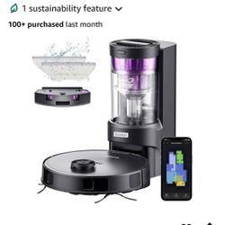 Eureka Robot vacuum cleaner with automatic emptying station without bag, 2-in-1 robotic combo of vacuum cleaner and mop, 60-day capacity, 4000 Pa suct