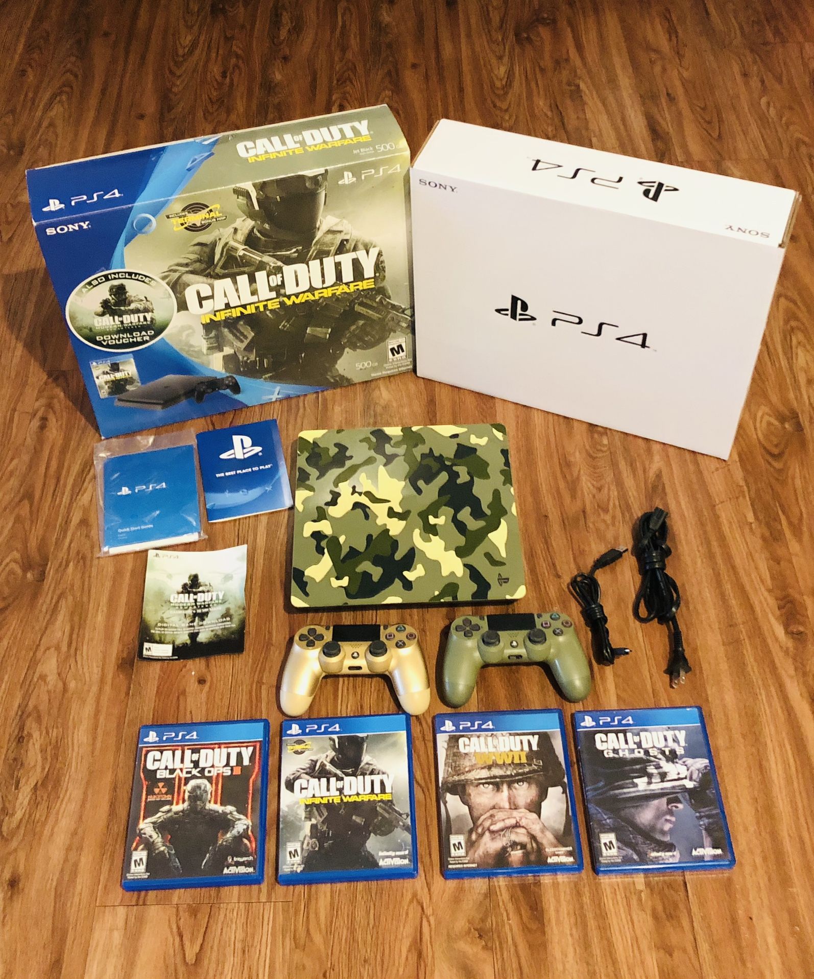 Sony PlayStation 4 Slim Call of Duty: WWII Limited Edition 1TB Green Camouflage with 2 Controllers and 4 Call of Duty: WWII games