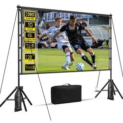 Brand new 120 inch Projector Screen with Stand, Portable Outdoor Projection Screen Rear Front Movie Screen with Carry Bag Wrinkle-Free 16:9 4K Washabl
