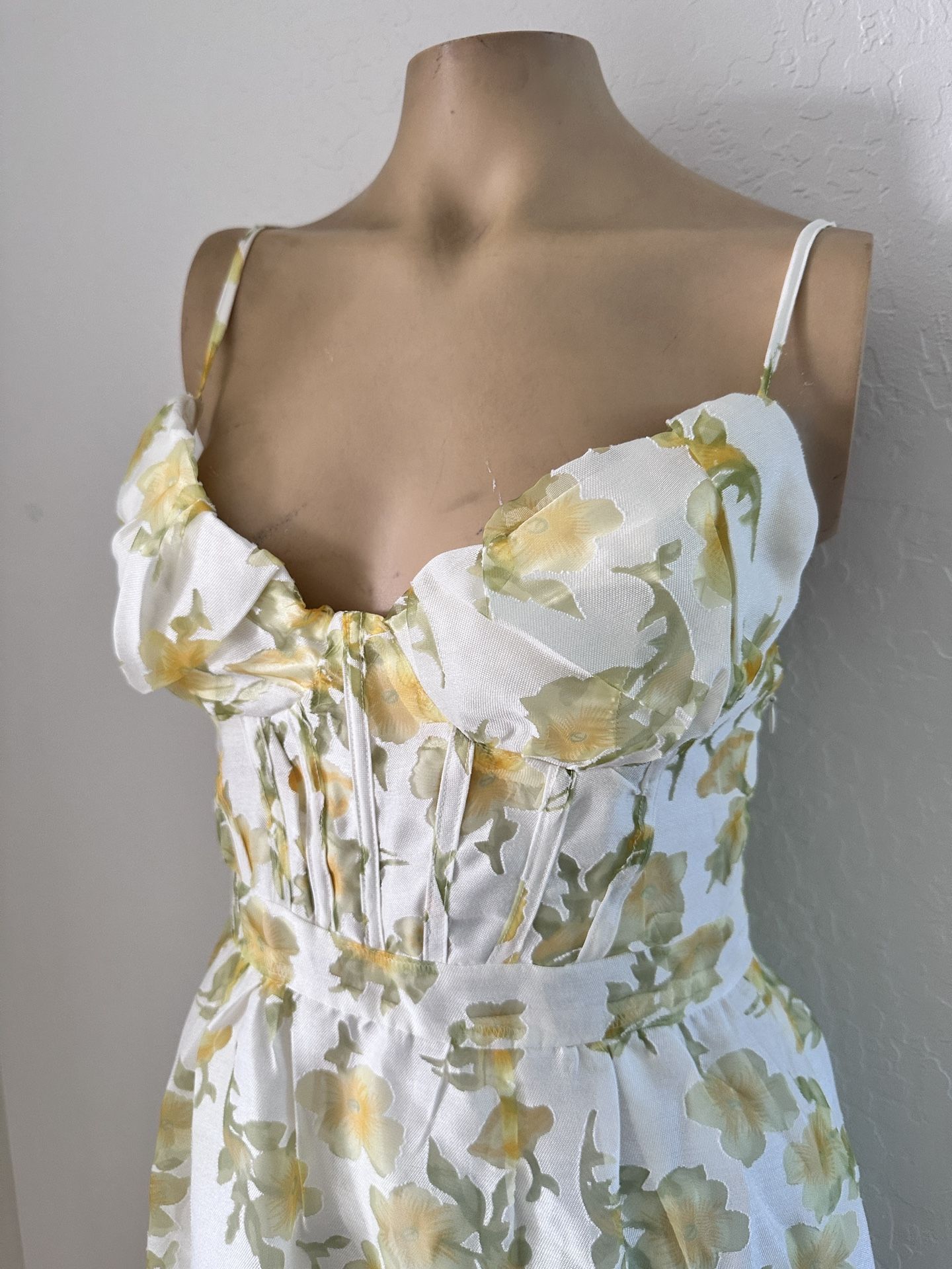 Lulus Gorgeous Floral Burnout Lace-Up Tiered Maxi Dress