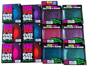 Nee Doh Fuzz Ball & Nice Cube Glitter Glow