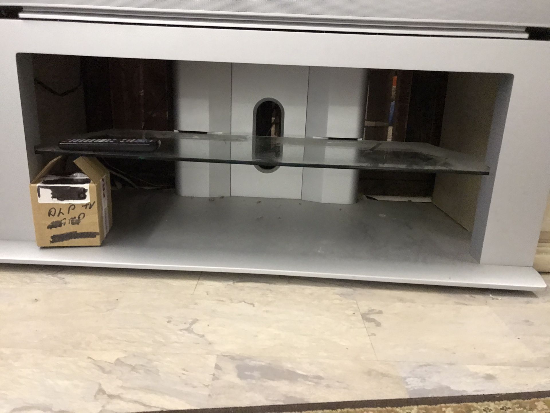 Silver Glass Tv Stand