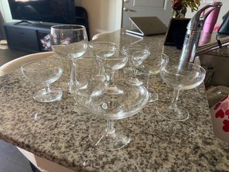 Set of Clear Glass Coupe Cocktail Glasses
