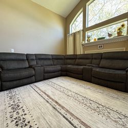 Electric Reclining Microfiber Sectional Couch (Basically New)