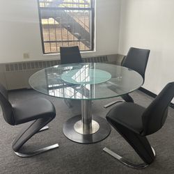 Glass Top Dining Table with 4 Chairs