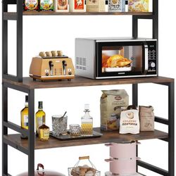with Hutch, Microwave Oven Stand, Kitchen Utility Cart, Storage Shelf Organizer
