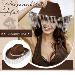 Rhinestone Cowboy Hat Glitter Cowboy Hat , Headscarves, Adhesive Rhinestone Letter Patches