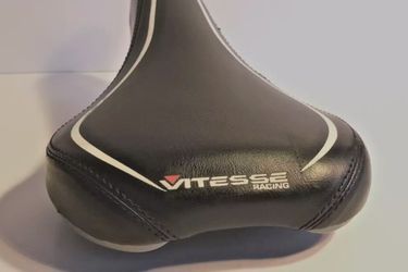 Vitesse Racing Bicycle Seat Black with White Stripes And Post Together