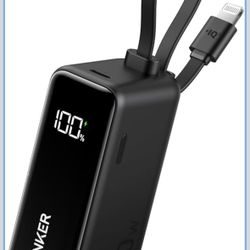 Anker 3-in-1 Power Bank, 5,000mAh Portable Charger with Built-in Lightning Cable and Foldable AC Plug