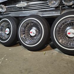 Impala Rims Wire Spoke Wheels Whitewall Tires 5 Lug Universal Whitewall Tires $trade 13x7 Cragar Supreme Starwire 30 Spoke Starwire 50 Tru Spokes 