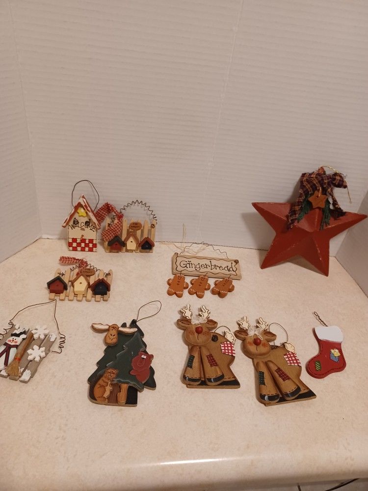 Wooden Vintage Wooden Christmas Ornaments