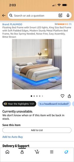 Plaumido Floating King Bedframe (Upholstered Fabric)