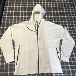 adidas ID Stadium Hoodie Sweatshirt Men XL Full Zip white-whtmel