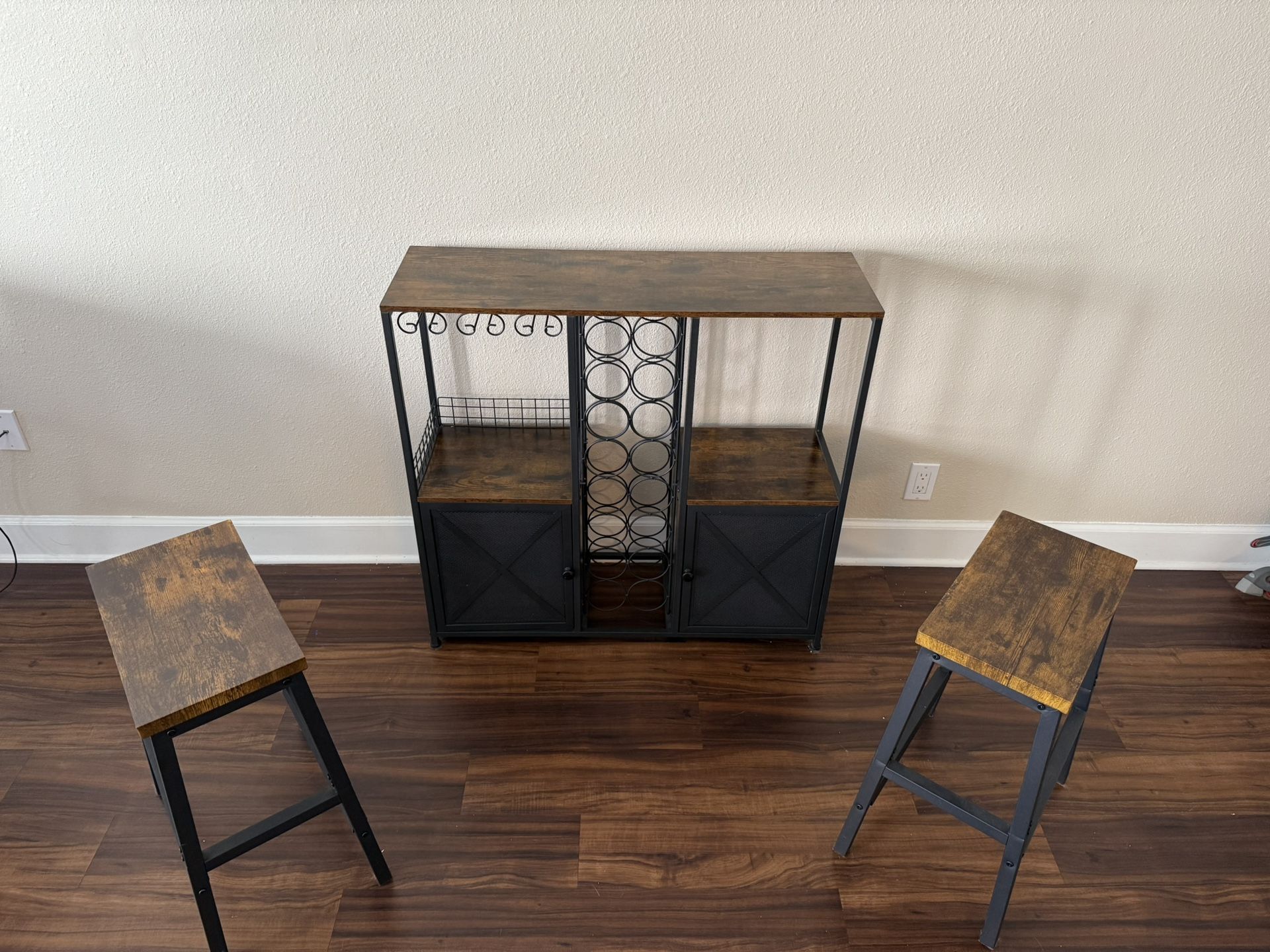 Bar With Stools And A Wine Rack