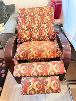 Accent Chair with Ottoman and Wood Arms