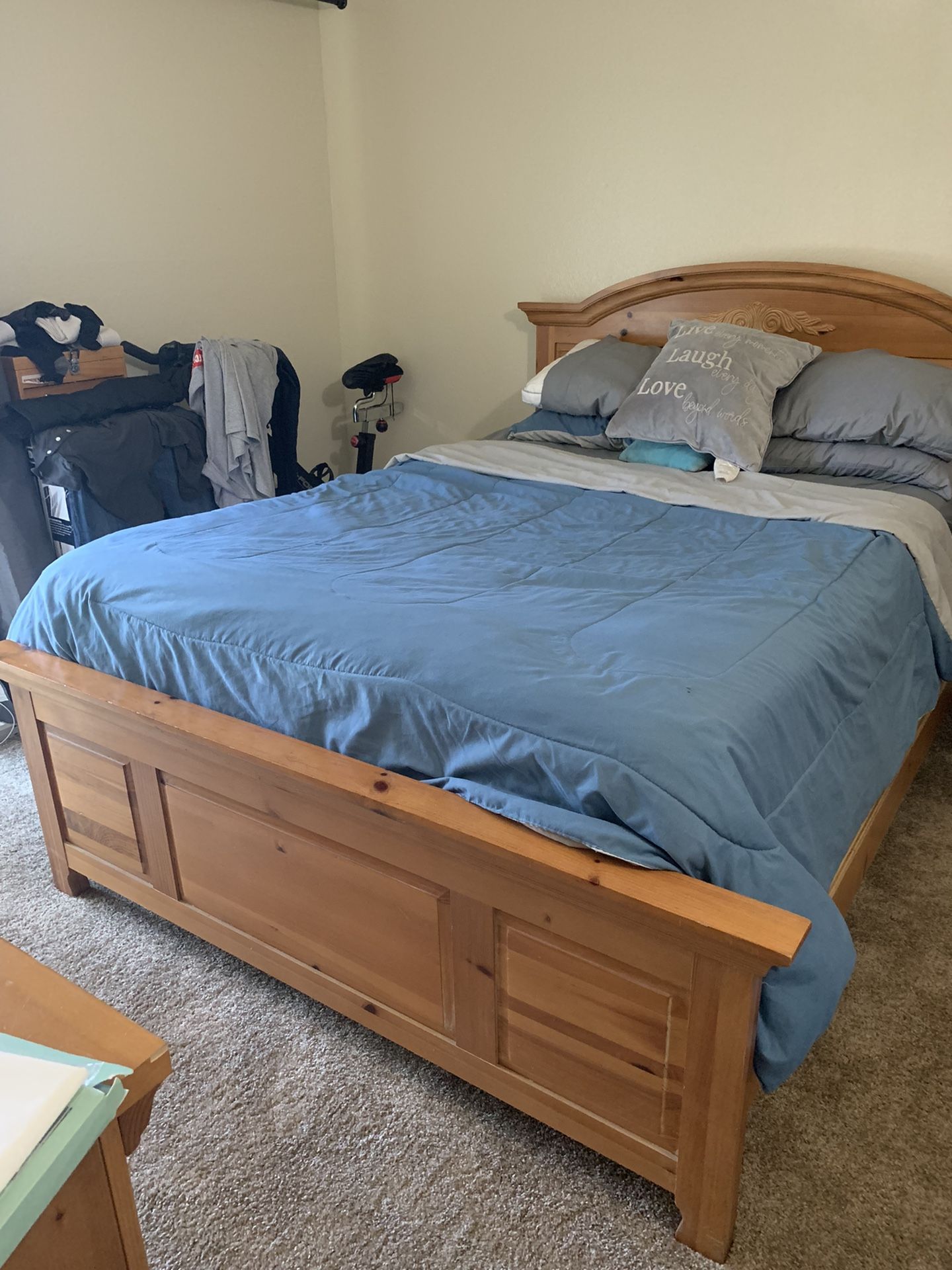 Wood Bed Frame With Two Nightstands With 3 Drawers 300 Or Better Offer.