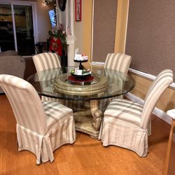 Glass Top Dining Room Set w/ 6 Chairs