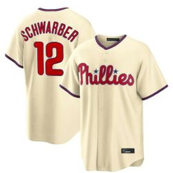 New!  Philadelphia Phillies #12 Kyle Schwarber Player Cream Home Game Stitched Jersey XL
