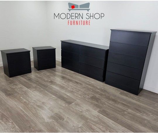 DRESSER, CHEST AND TWO NIGHSTANDS 