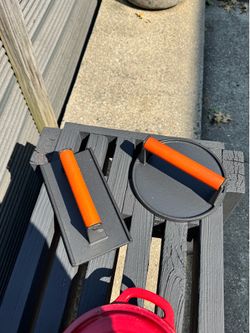 Cast iron grill press; round + rectangle