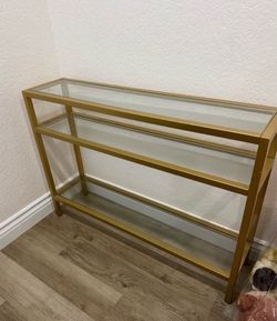 Gold Metal and Glass Console Table