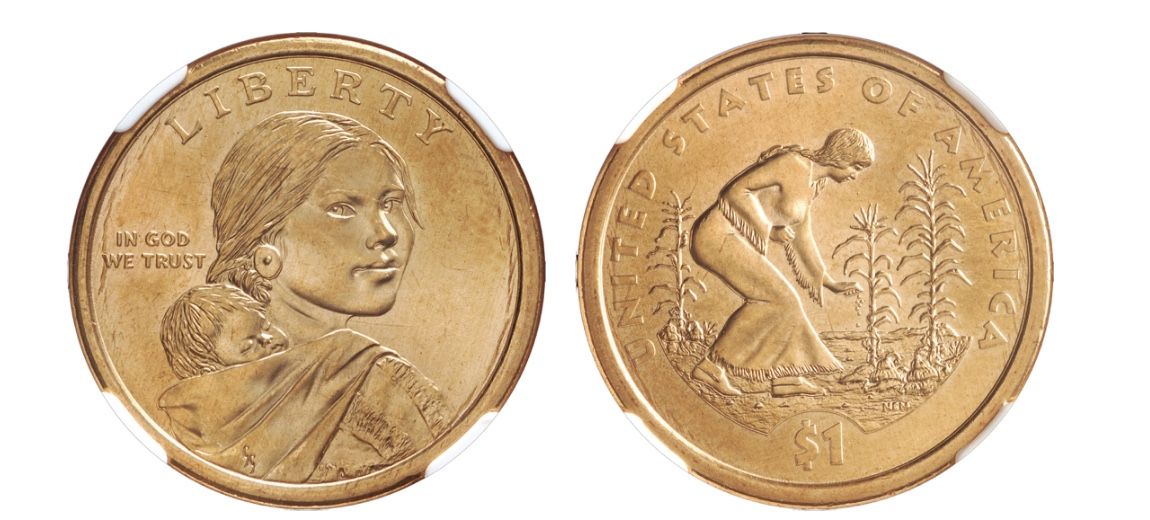 SACAGAWEA DOLLARS (2009) SACAGAWEA MISSING EDGE LETTERING $1 MS