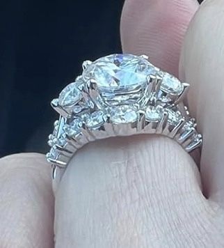 Moissanite Wedding Ring Set 3CT Center Stone