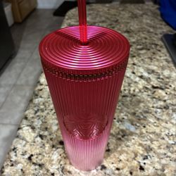 NEW Starbucks Coffee 2024 Holiday Pleated Red Pink Venti Tumbler