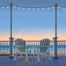 Excello Global Products Premium String Light Poles- 2 Pack- Extends To 10-ft- Deck Mount (wood/concrete)
