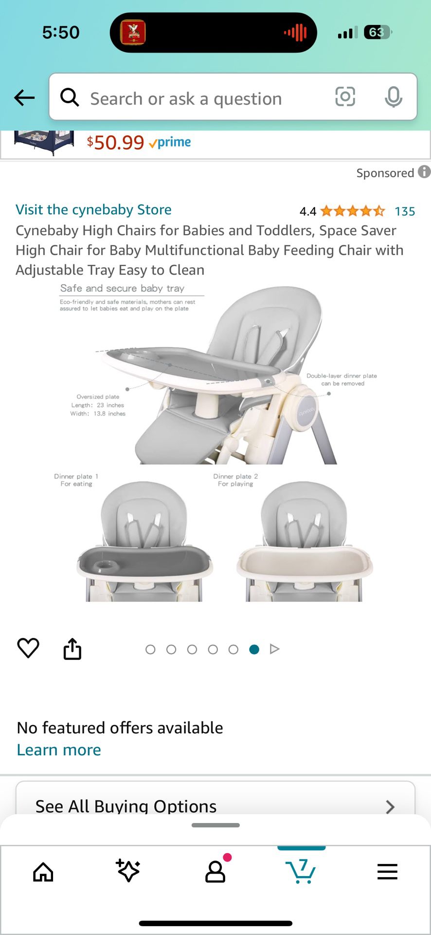 Cynebaby High Chairs for Babies and
Toddlers, Space Saver High Chair for Baby
Multifunctional Baby Feeding Chair with
Adjustable Tray Easy to Clean