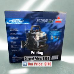 ✅ New | BISSELL Little Green HydroSteam Pet Carpet Cleaner – Portable, Heated, Multi-Surface