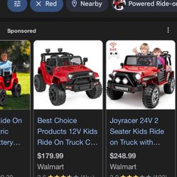 Brand New Kids 12v Battery Jeep Red $170 Obo 