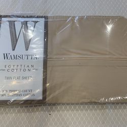 Brand New - Wamsutta Egyptian Cotton Twin Flat Sheet in Tan/Khaki/Beige